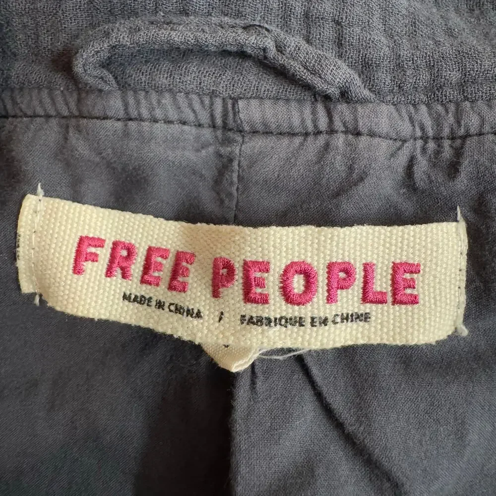 Free People Slouchy Button Front Dolman Cardigan Blazer Small‎ Crinkle Cotton